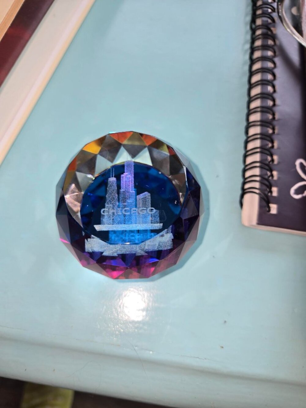 Chicago Skyline Laser Etched Art Sculpture Paperweight 2.5"